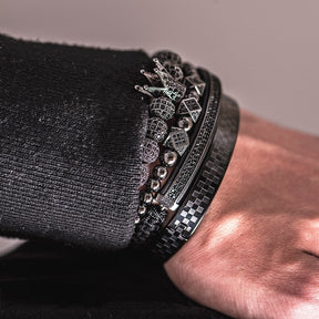 Bracelete coroa banhado a rodio negro